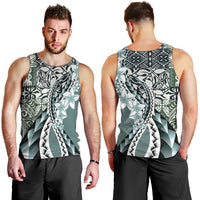 Aloha Vintage Plumeria Hawaiian Tapa Pattern Men Tank Top Dark Turquoise Hawaiian Tapa Pattern - Polynesian Pride