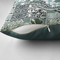 Aloha Vintage Plumeria Hawaiian Tapa Pattern Pillow Cover Dark Turquoise Hawaiian Tapa Pattern - Polynesian Pride