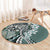 Aloha Vintage Plumeria Hawaiian Tapa Pattern Round Carpet Dark Turquoise Hawaiian Tapa Pattern - Polynesian Pride