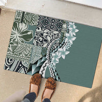 Aloha Vintage Plumeria Hawaiian Tapa Pattern Rubber Doormat Dark Turquoise Hawaiian Tapa Pattern - Polynesian Pride