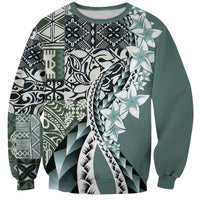 Aloha Vintage Plumeria Hawaiian Tapa Pattern Sweatshirt Dark Turquoise Hawaiian Tapa Pattern - Polynesian Pride