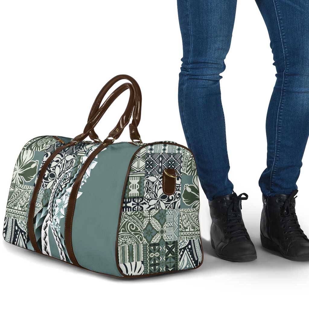 Aloha Vintage Plumeria Hawaiian Tapa Pattern Travel Bag Dark Turquoise Hawaiian Tapa Pattern - Polynesian Pride