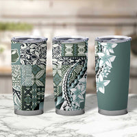 Aloha Vintage Plumeria Hawaiian Tapa Pattern Tumbler Cup Dark Turquoise Hawaiian Tapa Pattern - Polynesian Pride