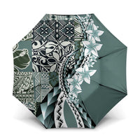 Aloha Vintage Plumeria Hawaiian Tapa Pattern Umbrella Dark Turquoise Hawaiian Tapa Pattern - Polynesian Pride