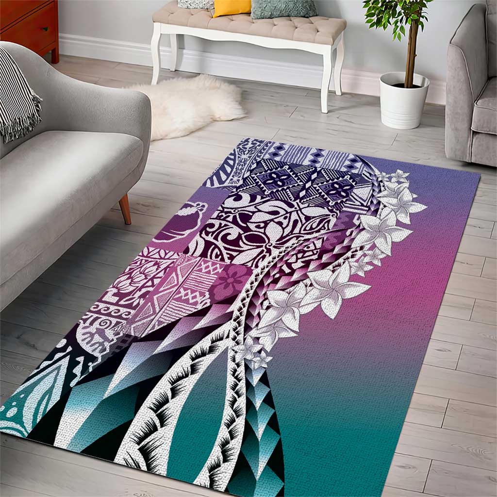 Aloha Vintage Plumeria Hawaiian Tapa Pattern Area Rug Gradient Hawaiian Tapa Pattern - Polynesian Pride