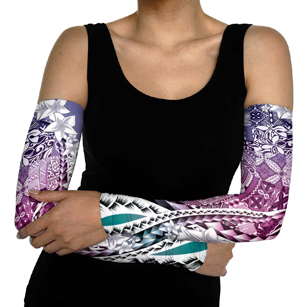 Aloha Vintage Plumeria Hawaiian Tapa Pattern Arm Sleeves Gradient Hawaiian Tapa Pattern - Polynesian Pride