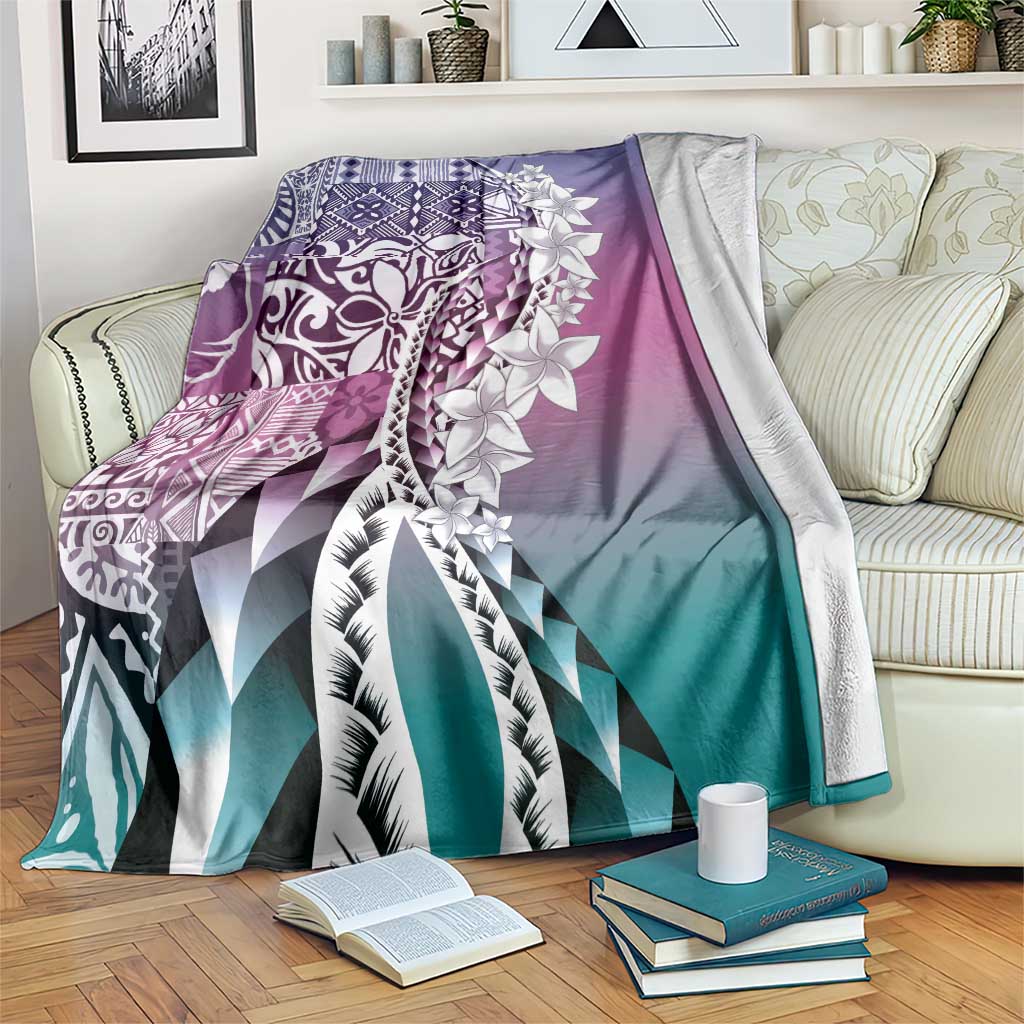 Aloha Vintage Plumeria Hawaiian Tapa Pattern Blanket Gradient Hawaiian Tapa Pattern - Polynesian Pride