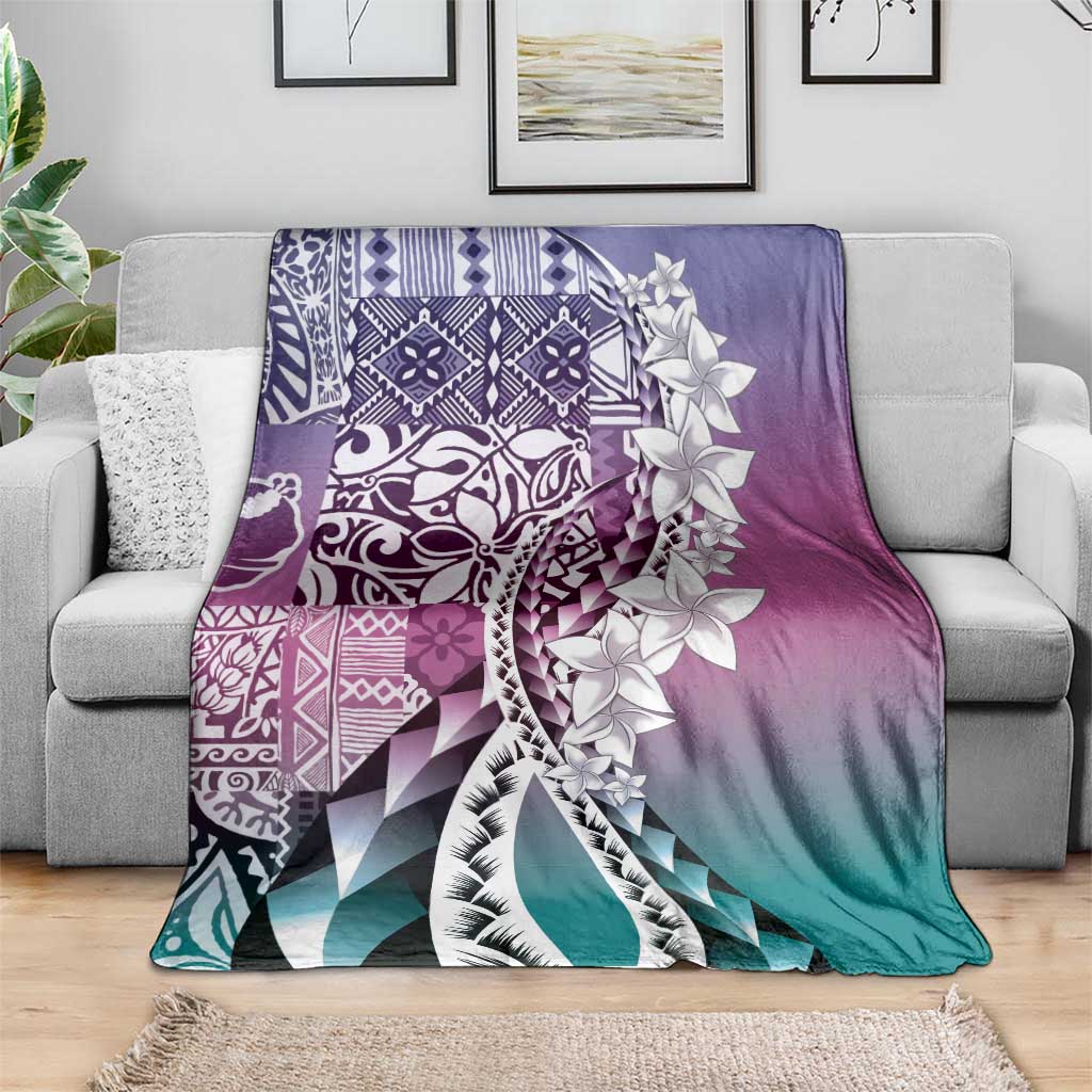 Aloha Vintage Plumeria Hawaiian Tapa Pattern Blanket Gradient Hawaiian Tapa Pattern - Polynesian Pride