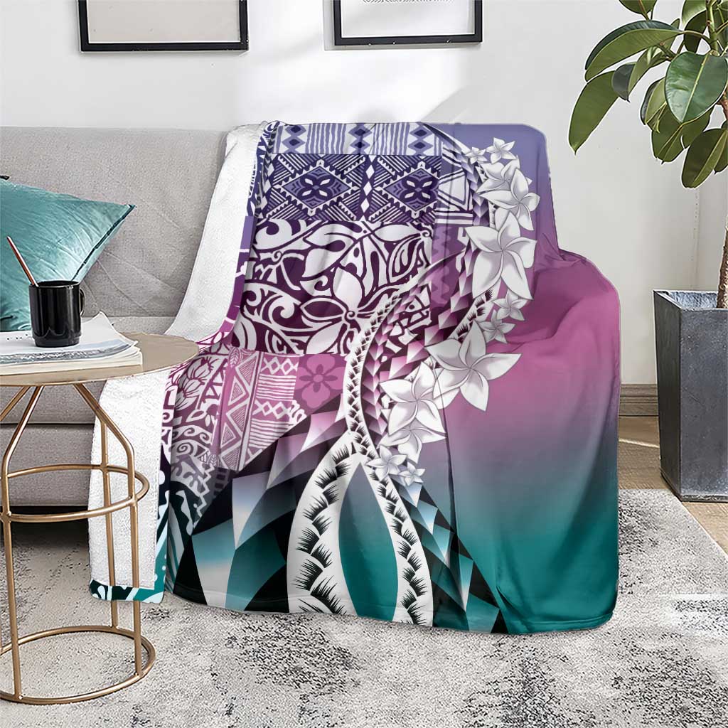 Aloha Vintage Plumeria Hawaiian Tapa Pattern Blanket Gradient Hawaiian Tapa Pattern - Polynesian Pride