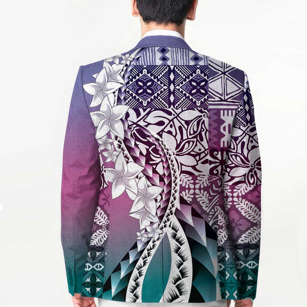 Aloha Vintage Plumeria Hawaiian Tapa Pattern Blazer Gradient Hawaiian Tapa Pattern - Polynesian Pride