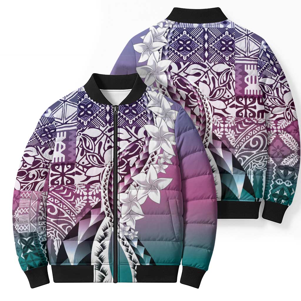 Aloha Vintage Plumeria Hawaiian Tapa Pattern Bomber Puffer Jacket Gradient Hawaiian Tapa Pattern - Polynesian Pride