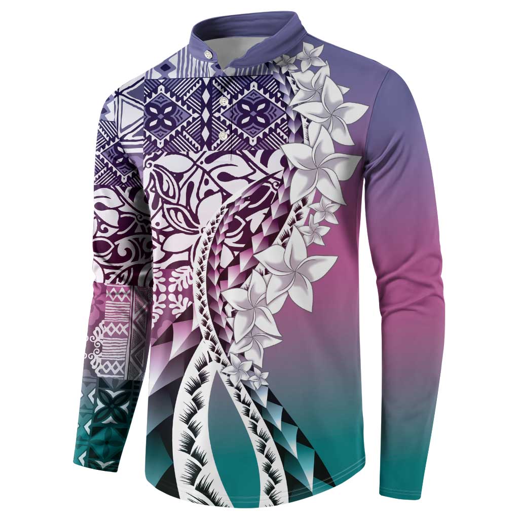 Aloha Vintage Plumeria Hawaiian Tapa Pattern Button Sweatshirt Gradient Hawaiian Tapa Pattern - Polynesian Pride