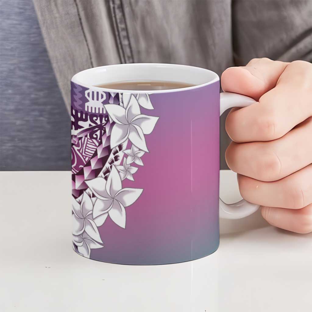 Aloha Vintage Plumeria Hawaiian Tapa Pattern Ceramic Mug Gradient Hawaiian Tapa Pattern - Polynesian Pride