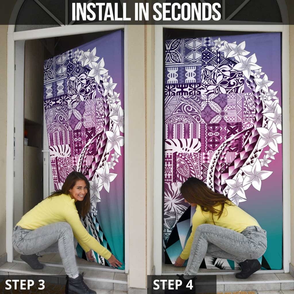 Aloha Vintage Plumeria Hawaiian Tapa Pattern Door Cover Gradient Hawaiian Tapa Pattern - Polynesian Pride