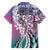Aloha Vintage Plumeria Hawaiian Tapa Pattern Family Matching Long Sleeve Bodycon Dress and Hawaiian Shirt Gradient Hawaiian Tapa Pattern - Polynesian Pride