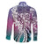 Aloha Vintage Plumeria Hawaiian Tapa Pattern Family Matching Long Sleeve Bodycon Dress and Hawaiian Shirt Gradient Hawaiian Tapa Pattern - Polynesian Pride