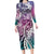 Aloha Vintage Plumeria Hawaiian Tapa Pattern Family Matching Long Sleeve Bodycon Dress and Hawaiian Shirt Gradient Hawaiian Tapa Pattern - Polynesian Pride