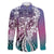 Aloha Vintage Plumeria Hawaiian Tapa Pattern Family Matching Off The Shoulder Long Sleeve Dress and Hawaiian Shirt Gradient Hawaiian Tapa Pattern - Polynesian Pride