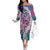 Aloha Vintage Plumeria Hawaiian Tapa Pattern Family Matching Off The Shoulder Long Sleeve Dress and Hawaiian Shirt Gradient Hawaiian Tapa Pattern - Polynesian Pride