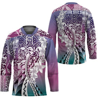 Aloha Vintage Plumeria Hawaiian Tapa Pattern Hockey Jersey Gradient Hawaiian Tapa Pattern - Polynesian Pride