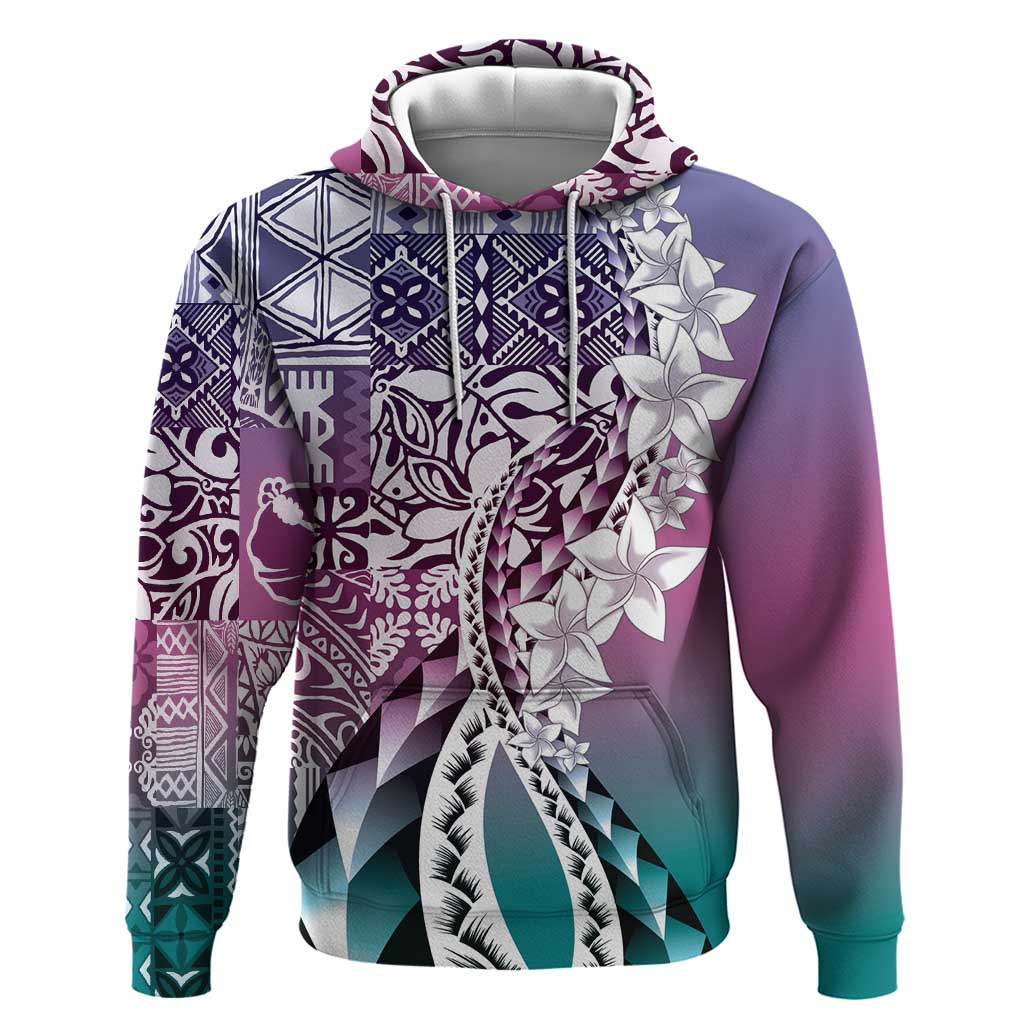 Aloha Vintage Plumeria Hawaiian Tapa Pattern Hoodie Gradient Hawaiian Tapa Pattern - Polynesian Pride