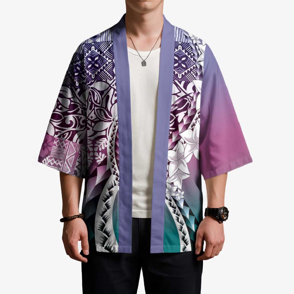 Aloha Vintage Plumeria Hawaiian Tapa Pattern Kimono Gradient Hawaiian Tapa Pattern - Polynesian Pride