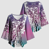 Aloha Vintage Plumeria Hawaiian Tapa Pattern Kimono Sleeve Blouse Gradient Hawaiian Tapa Pattern - Polynesian Pride