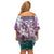 Aloha Vintage Plumeria Hawaiian Tapa Pattern Off Shoulder Short Dress Gradient Hawaiian Tapa Pattern - Polynesian Pride