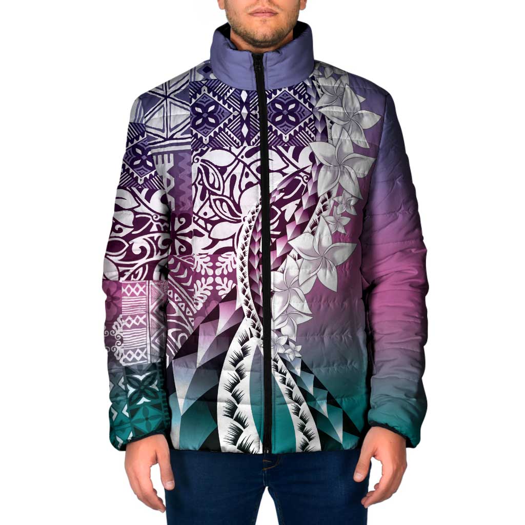 Aloha Vintage Plumeria Hawaiian Tapa Pattern Padded Jacket Gradient Hawaiian Tapa Pattern - Polynesian Pride