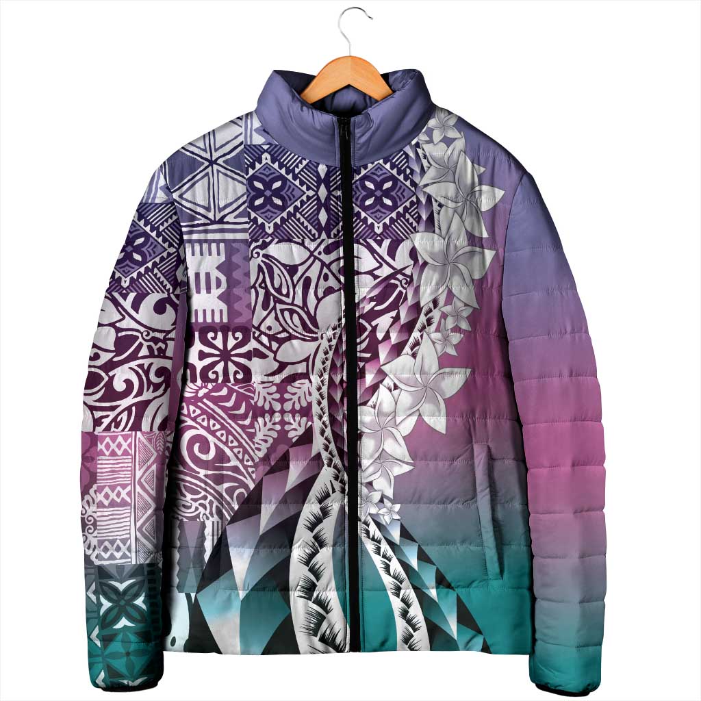 Aloha Vintage Plumeria Hawaiian Tapa Pattern Padded Jacket Gradient Hawaiian Tapa Pattern - Polynesian Pride