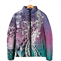 Aloha Vintage Plumeria Hawaiian Tapa Pattern Padded Jacket Gradient Hawaiian Tapa Pattern - Polynesian Pride