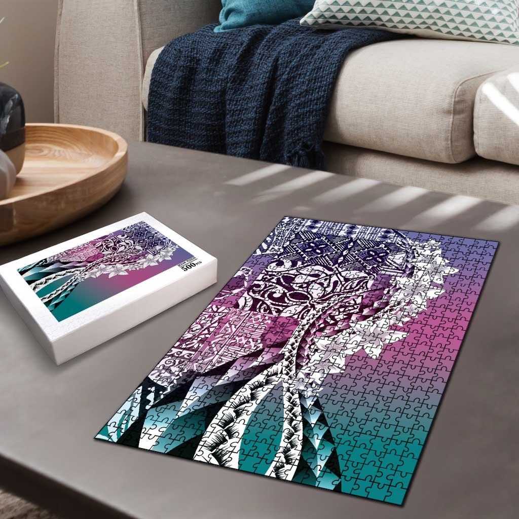 Aloha Vintage Plumeria Hawaiian Tapa Pattern Puzzle Gradient Hawaiian Tapa Pattern - Polynesian Pride