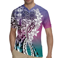 Aloha Vintage Plumeria Hawaiian Tapa Pattern Rugby Jersey Gradient Hawaiian Tapa Pattern - Polynesian Pride