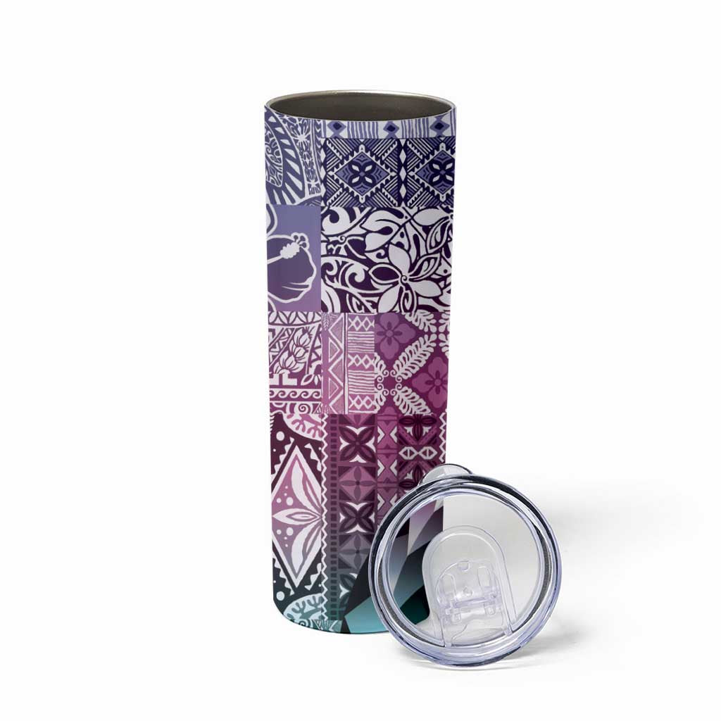 Aloha Vintage Plumeria Hawaiian Tapa Pattern Skinny Tumbler Gradient Hawaiian Tapa Pattern - Polynesian Pride