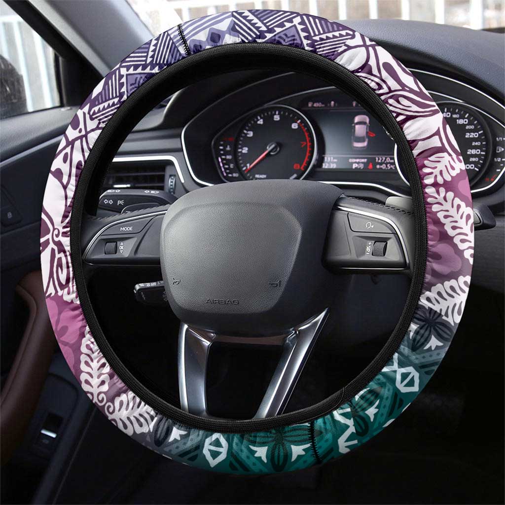 Aloha Vintage Plumeria Hawaiian Tapa Pattern Steering Wheel Cover Gradient Hawaiian Tapa Pattern - Polynesian Pride