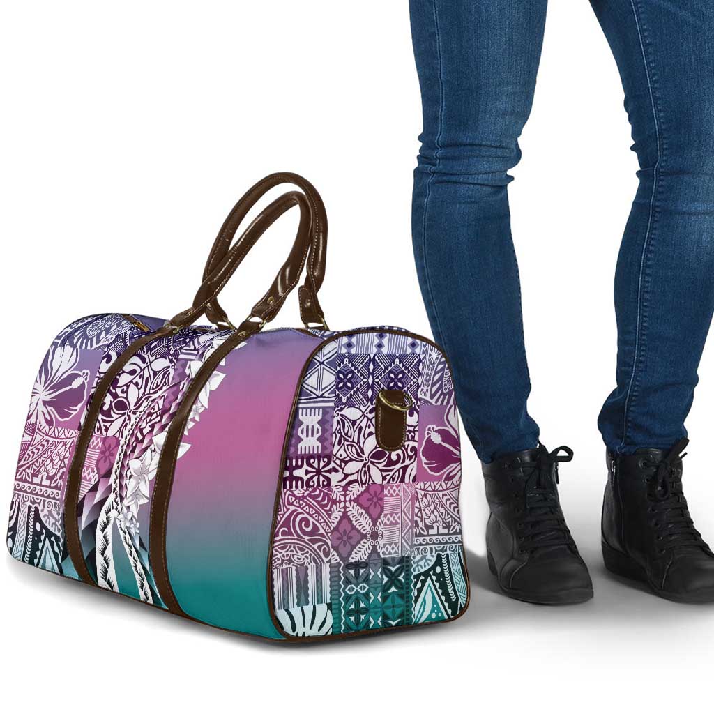 Aloha Vintage Plumeria Hawaiian Tapa Pattern Travel Bag Gradient Hawaiian Tapa Pattern - Polynesian Pride