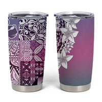 Aloha Vintage Plumeria Hawaiian Tapa Pattern Tumbler Cup Gradient Hawaiian Tapa Pattern - Polynesian Pride