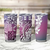 Aloha Vintage Plumeria Hawaiian Tapa Pattern Tumbler Cup Gradient Hawaiian Tapa Pattern - Polynesian Pride