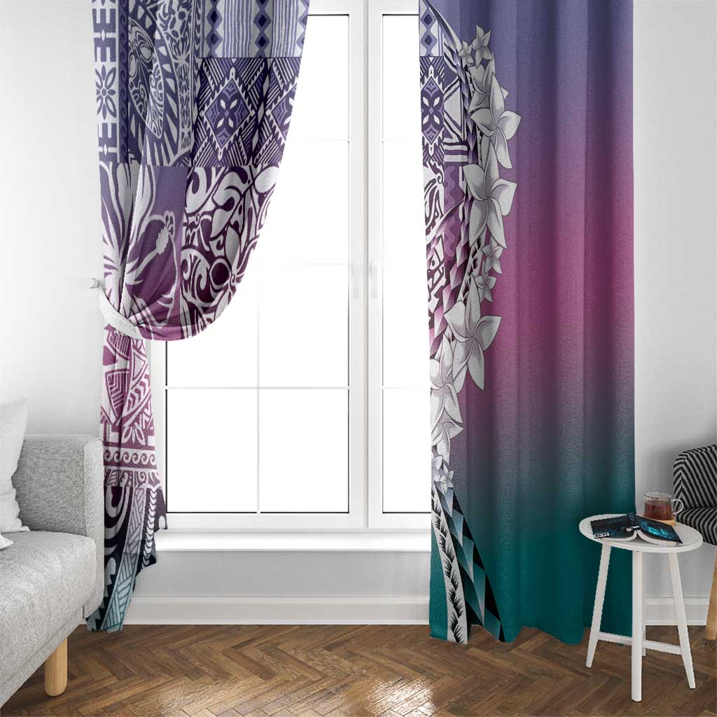 Aloha Vintage Plumeria Hawaiian Tapa Pattern Window Curtain Gradient Hawaiian Tapa Pattern - Polynesian Pride