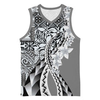 Aloha Vintage Plumeria Hawaiian Tapa Pattern Basketball Jersey Gray Hawaiian Tapa Pattern - Polynesian Pride