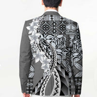 Aloha Vintage Plumeria Hawaiian Tapa Pattern Blazer Gray Hawaiian Tapa Pattern - Polynesian Pride