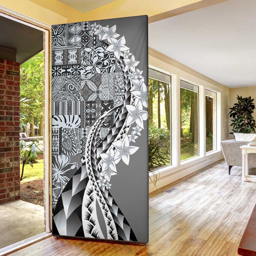 Aloha Vintage Plumeria Hawaiian Tapa Pattern Door Cover Gray Hawaiian Tapa Pattern - Polynesian Pride