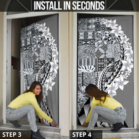 Aloha Vintage Plumeria Hawaiian Tapa Pattern Door Cover Gray Hawaiian Tapa Pattern - Polynesian Pride