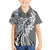 Aloha Vintage Plumeria Hawaiian Tapa Pattern Family Matching Off The Shoulder Long Sleeve Dress and Hawaiian Shirt Gray Hawaiian Tapa Pattern - Polynesian Pride
