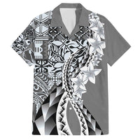 Aloha Vintage Plumeria Hawaiian Tapa Pattern Family Matching Puletasi and Hawaiian Shirt Gray Hawaiian Tapa Pattern - Polynesian Pride