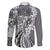 Aloha Vintage Plumeria Hawaiian Tapa Pattern Family Matching Puletasi and Hawaiian Shirt Gray Hawaiian Tapa Pattern - Polynesian Pride