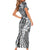 Aloha Vintage Plumeria Hawaiian Tapa Pattern Family Matching Short Sleeve Bodycon Dress and Hawaiian Shirt Gray Hawaiian Tapa Pattern - Polynesian Pride