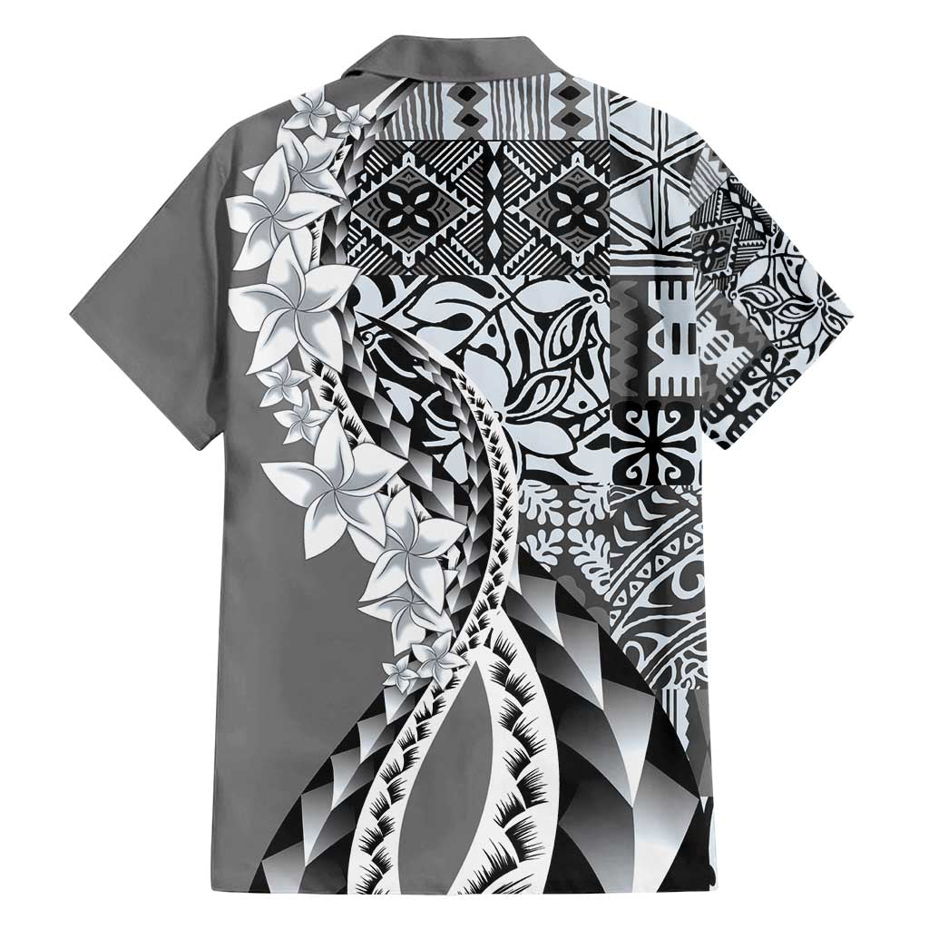 Aloha Vintage Plumeria Hawaiian Tapa Pattern Family Matching Summer Maxi Dress and Hawaiian Shirt Gray Hawaiian Tapa Pattern - Polynesian Pride