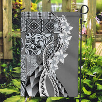 Aloha Vintage Plumeria Hawaiian Tapa Pattern Garden Flag Gray Hawaiian Tapa Pattern - Polynesian Pride
