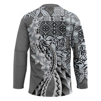 Aloha Vintage Plumeria Hawaiian Tapa Pattern Hockey Jersey Gray Hawaiian Tapa Pattern - Polynesian Pride